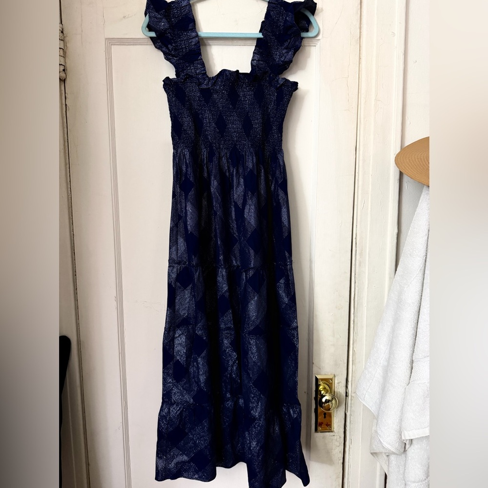 NEW without tag, summer dress .Hill House Navy Blue Patterned Maxi Dress